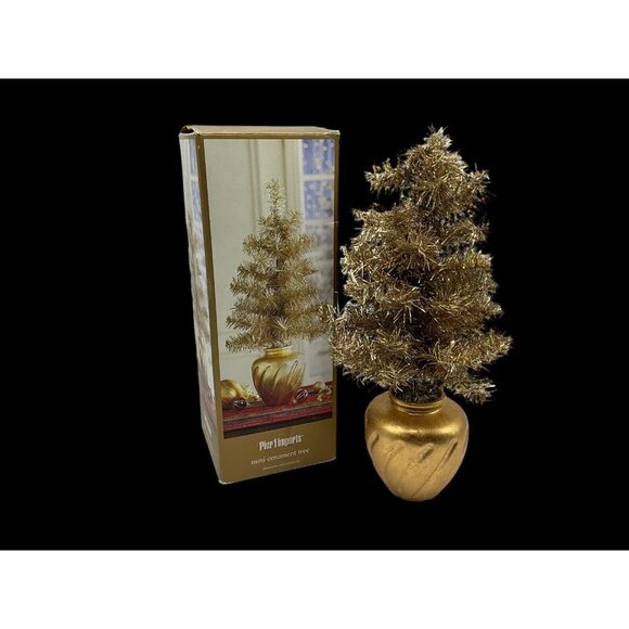 Pier 1 Imports Mini 18 Inch Gold Ornament Tree in Original Packaging Vintage - Picture 2 of 11
